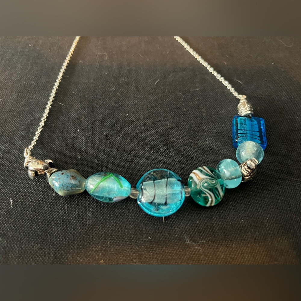 Artisan Aqua Beaded Necklace